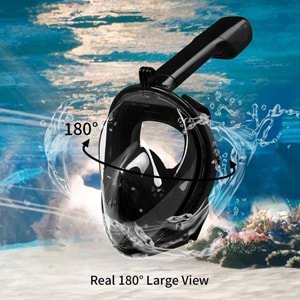 Gopro İçin Tam Yüz Dalış Maskesi Slikon Şnorkel Full Face Buğu Önleyici ve Sızıntı Önleyici