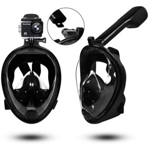 Gopro İçin Tam Yüz Dalış Maskesi Slikon Şnorkel Full Face Buğu Önleyici ve Sızıntı Önleyici
