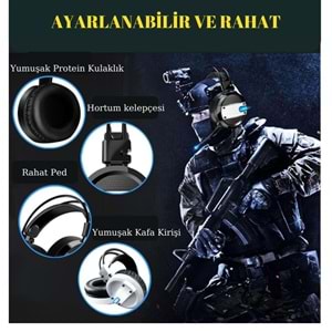 Havana A10 Surround 7.1 LED Virtual Kısa Mikrofonlu Siyah Oyuncu Kulaklığı 4D