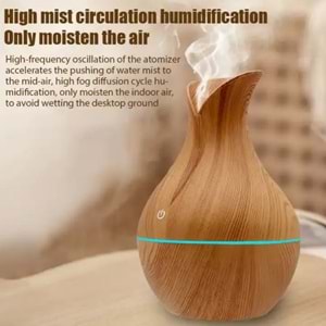 Vazo Modeli Hava Nemlendirici 200ml Led Işıklı Mini 7 Renk Ortam Oda Hava Nemlendirici Soğuk Buhar Makinesi - GOLD