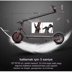 Elektrikli Scooter Katlanabilir Bisiklet Led Ekran Işıklı Scooter e-bisiklet Çift Amortisörlü