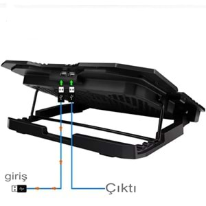 5 Fanlı Notebook Soğutucu Led Aydınlatmalı Lcd Gösterge Panelli Dizüstü Bilgisayar Standı 2 Usb