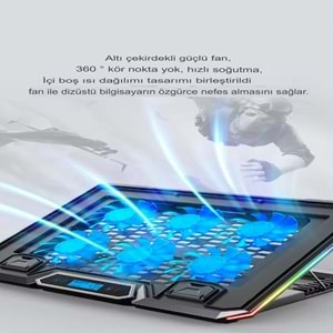 6 Fanlı Gaming Pad Laptop Cooler Notebook Soğutucu Ekran Led Işıklı Dizüstü Bilgisayar Standı