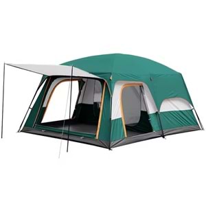 9 Kişilik 1+1 Odalı Kamp Çadırı Su Geçirmez Piknik Çadır 320x220x190cm Sineklikli Pratik Taşınılabilir Pencereli