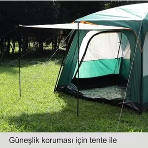 9 Kişilik 1+1 Odalı Kamp Çadırı Su Geçirmez Piknik Çadır 320x220x190cm Sineklikli Pratik Taşınılabilir Pencereli