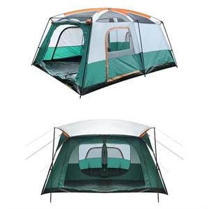9 Kişilik 1+1 Odalı Kamp Çadırı Su Geçirmez Piknik Çadır 320x220x190cm Sineklikli Pratik Taşınılabilir Pencereli