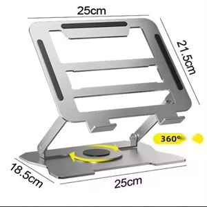 360'Dönen Çelik Laptop Standı Dizüstü Bilgisayar Tablet Yükseltici Telefon Tutucu