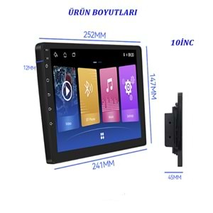 10inç Oto Araba HD Ekran Dokunmatik Radyo Teyp Carplay multimedya Ekran Apple veya Android Navigasyon Ekran Bluetooth