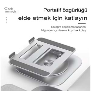 Çelik Katlanır Laptop Standı Dizüstü Bilgisayar Tablet Yükseltici Telefon Tutucu