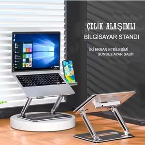 Çelik Katlanır Laptop Standı Dizüstü Bilgisayar Tablet Yükseltici Telefon Tutucu