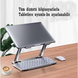 Çelik Katlanır Laptop Standı Dizüstü Bilgisayar Tablet Yükseltici Telefon Tutucu