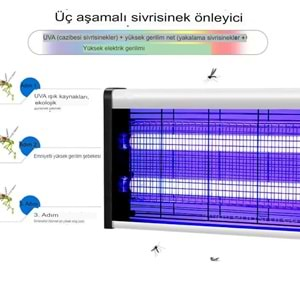 Elektrikli 2x20Watt Sivrisinek Cız Kovucu UV LED Sinek Savar Kapalı Oda ve bebek odası için sinek öldürücü Lamba Beyaz ızgara