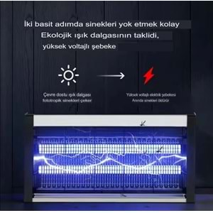 Elektrikli 2x20Watt Sivrisinek Cız Kovucu UV LED Sinek Savar Kapalı Oda ve bebek odası için sinek öldürücü Lamba Beyaz ızgara