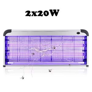 Elektrikli 2x20Watt Sivrisinek Cız Kovucu UV LED Sinek Savar Kapalı Oda ve bebek odası için sinek öldürücü Lamba Beyaz ızgara