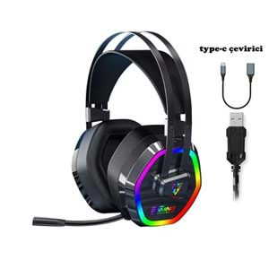 G608 Rainbow 7.1 Siyah Kulak Üstü USB-Typec Kulaklık 4D Mikrofonlu Profesyonel Rgb Oyuncu Kulaklığı