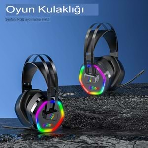 G608 Rainbow 7.1 Siyah Kulak Üstü USB-Typec Kulaklık 4D Mikrofonlu Profesyonel Rgb Oyuncu Kulaklığı