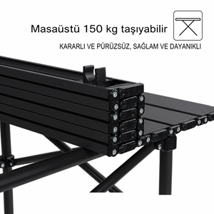 Katlanır Kamp Ve Piknik Masası Esneme Engelleyen Roll Bar Destekli (Taşıma Çantalı ) 52x52x50cm
