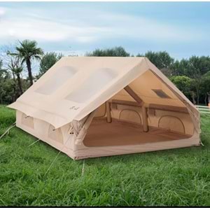 12 Kişilik 4 Mevsim Şişme Kamp Çadırı | 12 m² Geniş İç Hacim | 300D Oxford Kumaş | Su Geçirmez | El Pompalı | Hızlı Kurulum | Aile ve Grup Kampları için Uygun