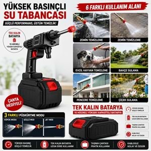 Yüksek Basınçlı Oto Araç Yıkama 15 Hücreli Kalın Batarya Akülü Araba araç Sulama Tabancası Makinesi Şarjlı