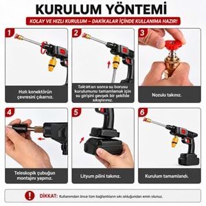 Yüksek Basınçlı Oto Araç Yıkama 15 Hücreli Kalın Batarya Akülü Araba araç Sulama Tabancası Makinesi Şarjlı