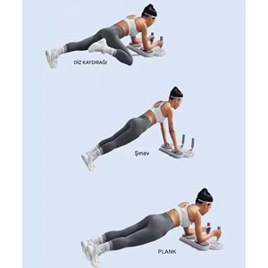 3'ü 1 Arada Şınav Tahtası | Push-Up Standı + Direnç Bandı + Plank Destekli Egzersiz Aleti
