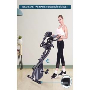 X 4’ü 1 Arada Katlanabilir Manyetik Kondisyon Bisikleti – Sessiz Spin Bike, LCD Ekranlı, Direnç Bantlı, Dikey Egzersiz Bisikleti