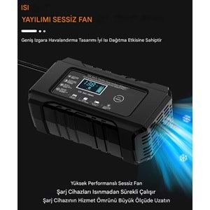 12V 6A Akü Şarj Cihazı Desülfatörlü | Jel, Sulu ve Kuru Kurşun Asit Akülere Uygun Akıllı Şarj Cihazı