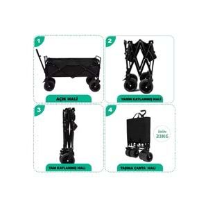 Katlanabilir El Arabası Kamp ve Plaj Vagonu | 100 Kg Taşıma Kapasiteli Outdoor Taşıma Arabası
