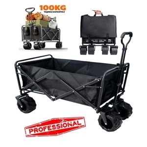 Katlanabilir El Arabası Kamp ve Plaj Vagonu | 100 Kg Taşıma Kapasiteli Outdoor Taşıma Arabası