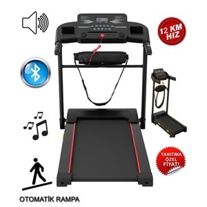 Dijital Ekranlı Katlanabilir Koşu Bandı | 12 km/h Hız, 2HP Motor, Bluetooth, Eğimli Yürüyüş ve Egzersiz Bandı