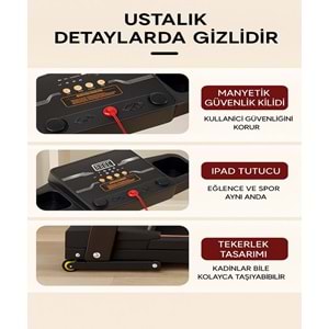 Dijital Ekranlı Katlanabilir Koşu Bandı | 12 km/h Hız, 2HP Motor, Bluetooth, Eğimli Yürüyüş ve Egzersiz Bandı