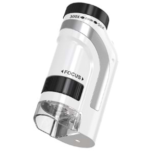 Mini Portatif Çocuk Mikroskop – 50X–300X Zoom, LED Işıklı, Eğitim ve Keşif Mikroskobu