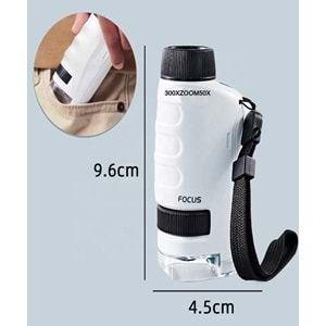 Mini Portatif Çocuk Mikroskop – 50X–300X Zoom, LED Işıklı, Eğitim ve Keşif Mikroskobu
