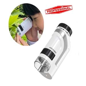Mini Portatif Çocuk Mikroskop – 50X–300X Zoom, LED Işıklı, Eğitim ve Keşif Mikroskobu