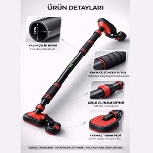 BX Çift Ayaklı Barfiks Çubuğu 94-125 CM Ayarlanabilir Süngerli Vidasız Kapı Barfiksi Çekme Demiri Ev Tipi Fitness Aleti