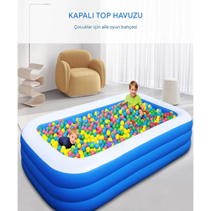 305x175x60 CM Şişme Aile Havuzu – 3 Katmanlı Büyük Boy Dikdörtgen Bahçe Havuzu