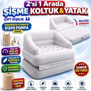 KY14 Şişme Hava Yatağı 142x192x60 cmKendinden Şişen Dahili Hava Pompalı Katlanabilir Şişme Koltuk Kanepe Portatif Misafir Kamp Yatağı
