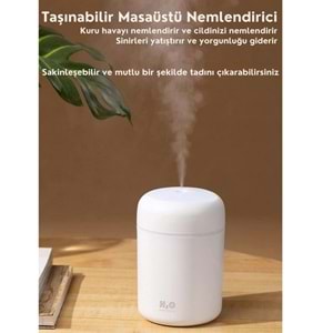 Beyaz H20 Hava Nemlendirici Hava - Oda- Araç Nemlendirici Buhar Makinesi Ledli