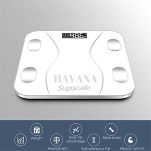 Supscale Dijital Baskül Yağ Su Kas Vücut Kitle Endeksi Kilo Ölçer Tartı - BEYAZ