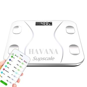 Supscale Dijital Baskül Yağ Su Kas Vücut Kitle Endeksi Kilo Ölçer Tartı - BEYAZ