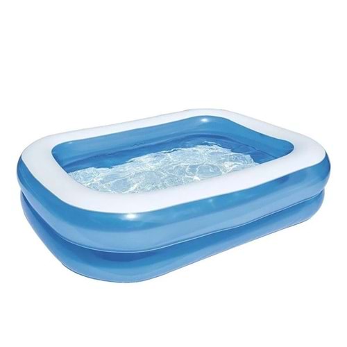 Şişme Aile Havuzu 200x146x48 cm | 452 Litre Su Kapasiteli | UV Dayanıklı Kalın PVC | Çocuklar ve Yetişkinler için Güvenli | Mavi Dikdörtgen Havuz