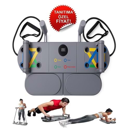 3'ü 1 Arada Şınav Tahtası | Push-Up Standı + Direnç Bandı + Plank Destekli Egzersiz Aleti
