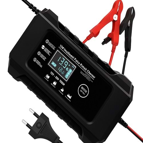 12V 6A Akü Şarj Cihazı Desülfatörlü | Jel, Sulu ve Kuru Kurşun Asit Akülere Uygun Akıllı Şarj Cihazı