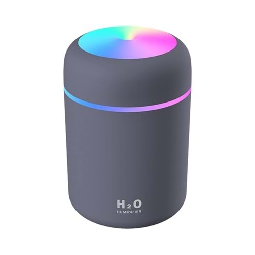 Gri H20 Hava Nemlendirici Led Işıklı Mini Ortam Oda Hava Nemlendirici Soğuk Buhar Makinesi
