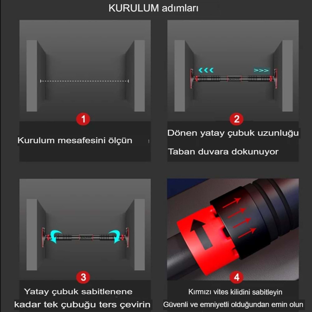 Yeni Nesil 72-95CM Kapı Barı Koridor Barfiksi Barfix Spor Aleti Demiri Barfiks Çubuğu