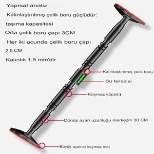 Vidasız 94-125CM Kapı Barı Koridor Barfiksi Barfix Spor Aleti Demiri Barfiks Çubuğu