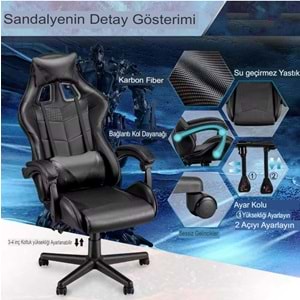 Kırmızı Desen Oyuncu Koltuğu Rampage Çok Fonksiyonlu Oyun Sandalyesi Pu Deri Koltuk Ergonomik Bilgisayar Büro Koltuğu