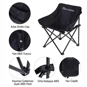 Orta Boy Katlanır Kamp Piknik Sandalyesi ve Taşıma Çantalı Bahçe sandalyesi Dinlenme Koltuğu