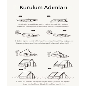 6 Kişilik 4 Mevsim Şişme Kamp Çadırı | 6.3 m² Geniş Yaşam Alanı | Hızlı Kurulum | Su Geçirmez Oxford Kumaş | El Pompalı