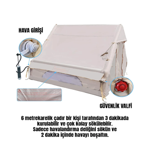 6 Kişilik 4 Mevsim Şişme Kamp Çadırı | 6.3 m² Geniş Yaşam Alanı | Hızlı Kurulum | Su Geçirmez Oxford Kumaş | El Pompalı